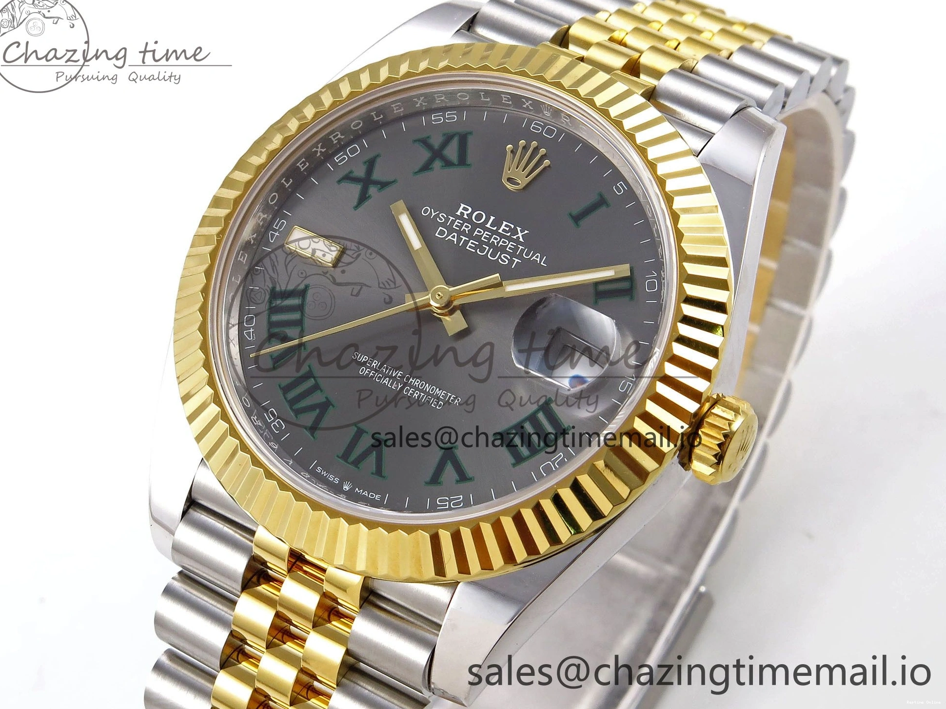 0513 DateJust 41 SS YG ARF 1:1 Best Edition 904L Steel Gray Green Roman Dial on Jubilee Bracelet SH Casual 1245